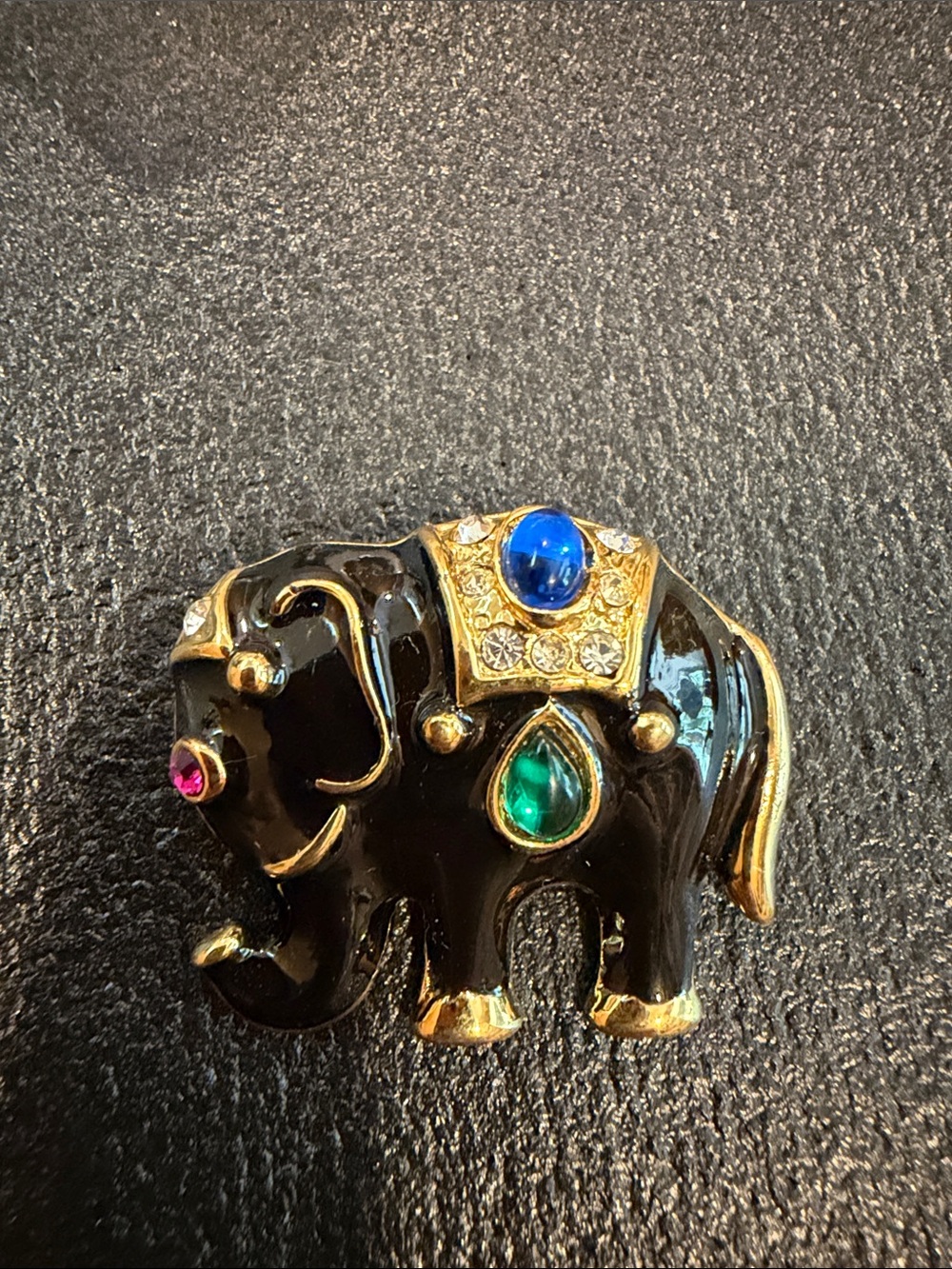 Black Jeweled Elephant brooch